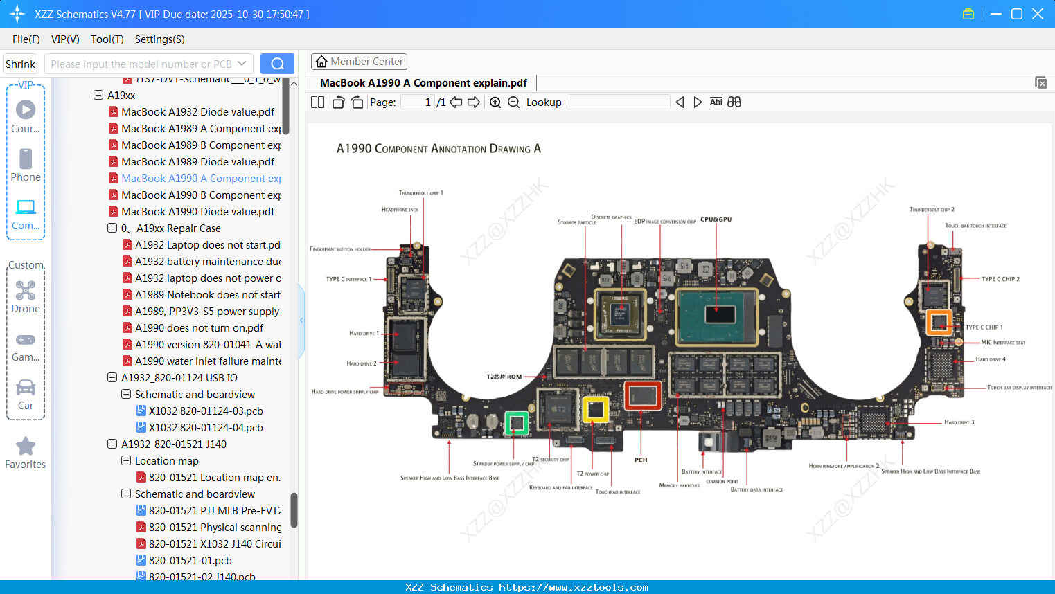Laptop Apple MacBook A1990 A Component Explain
